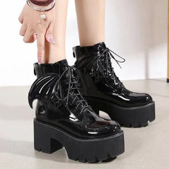 Heel Ankle Bat Wing Gothic Boots