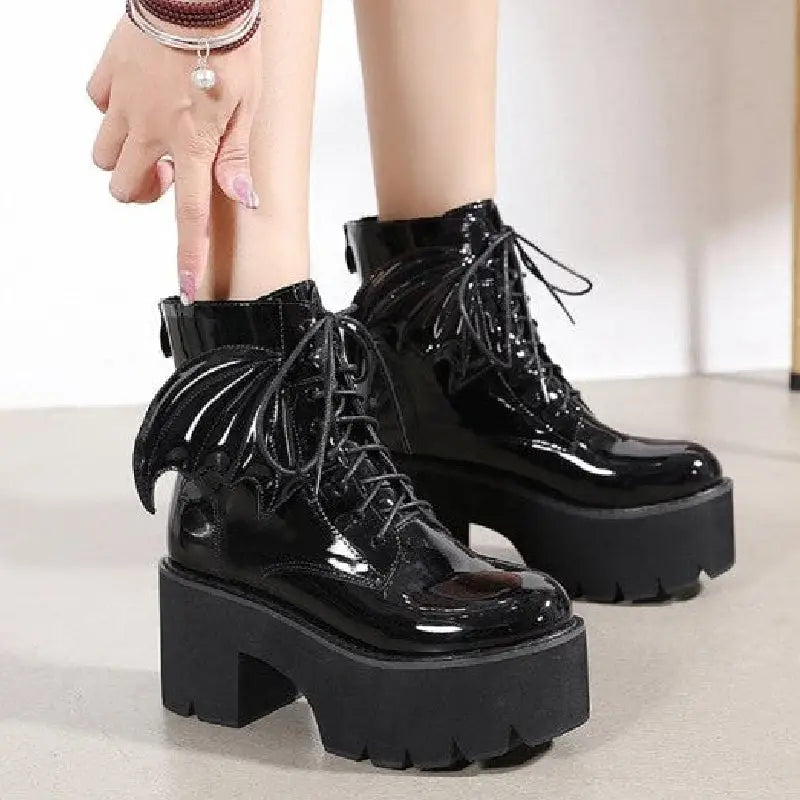 Heel Ankle Bat Wing Gothic Boots Euro Size