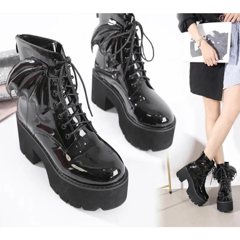 Heel Ankle Bat Wing Gothic Boots Euro Size