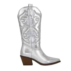 Heel Embroidered Zipper Cowgirl Western Boots