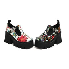 Heel PU Leather Flowers High Shoes Euro Size