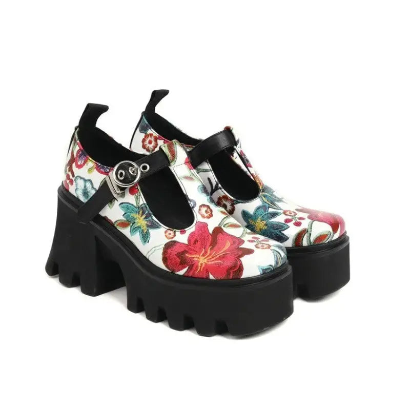 Heel PU Leather Flowers High Shoes Euro Size