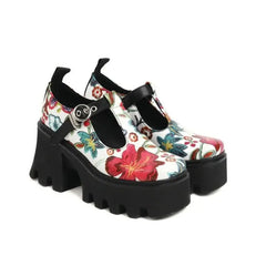 Heel PU Leather Flowers High Shoes Euro Size