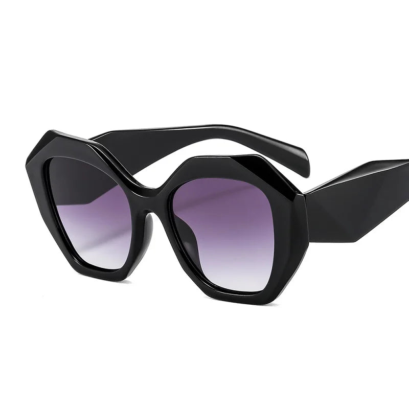Hexagon Retro Oversized Gradient Sunglasses Black