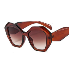 Hexagon Retro Oversized Gradient Sunglasses Brown