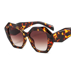 Hexagon Retro Oversized Gradient Sunglasses Brown Tortoise