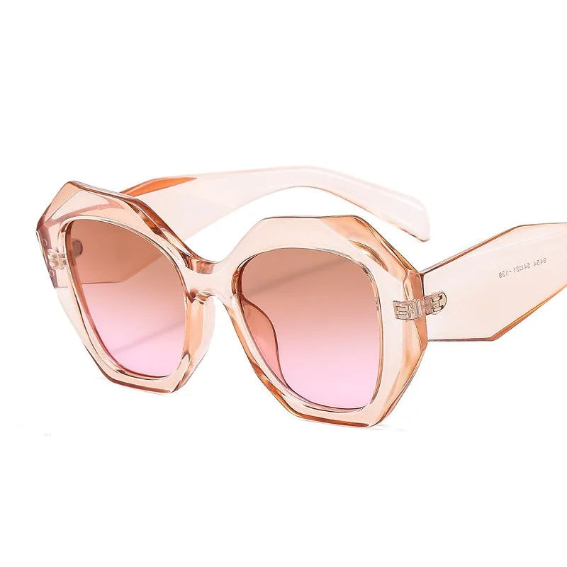 Hexagon Retro Oversized Gradient Sunglasses Light Pink