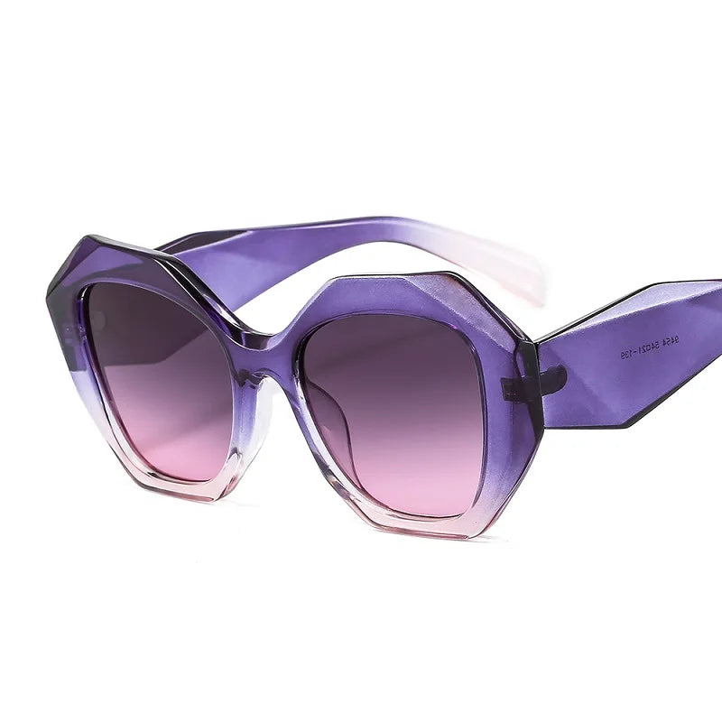 Hexagon Retro Oversized Gradient Sunglasses Purple