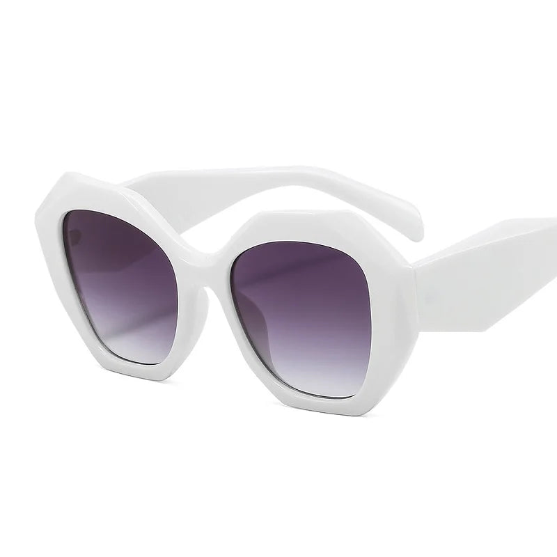 Hexagon Retro Oversized Gradient Sunglasses White