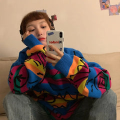 Hieroglyphs Rainbow Knitted Sweater