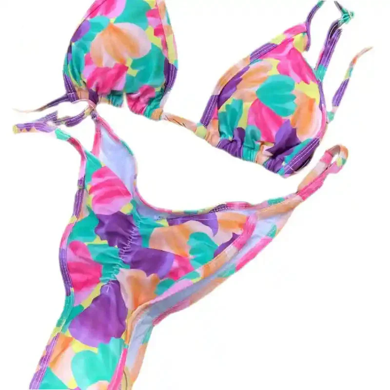 High Cut Low Waist Bandage Bikini Set for Women