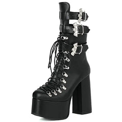 High-Heeled Ankle Boots with Bat Buckle Euro Size Options