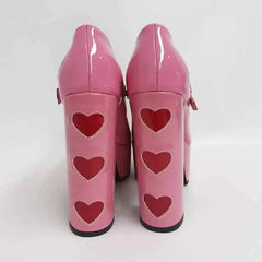 High-Heeled Shoes with Platform and Heart Decoration Buckle