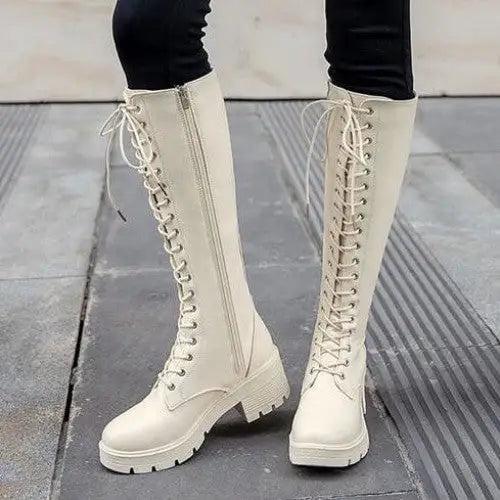 High Knee PU Leather Boots