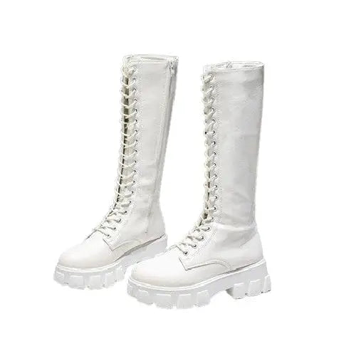 High Knee Punk Lace-up Boots