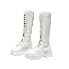 High Knee Punk Lace-up Boots