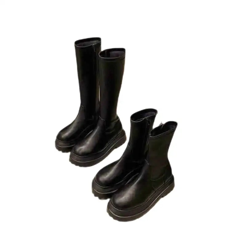 High Platform Design Mid-Calf Boots