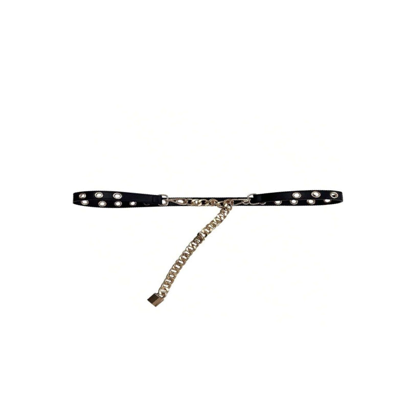 PU Leather Punk Chain Thin Buckle Belt