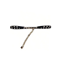 PU Leather Punk Chain Thin Buckle Belt