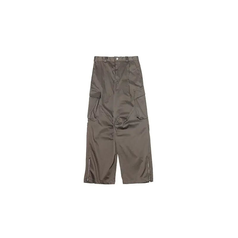 High Rise Pockets Loose Trousers Pants - Cargo