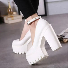 High Thick Heeled Ankle Strap Platform