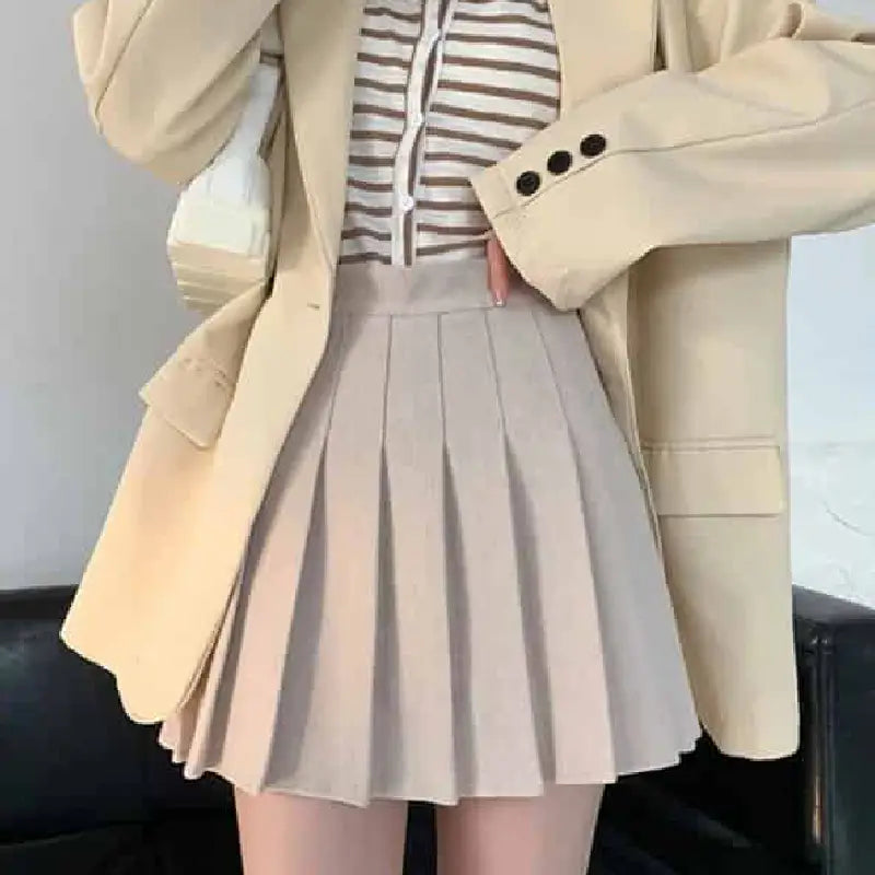 High Waist A Line Pleated Skirt for Women Apricot / XS