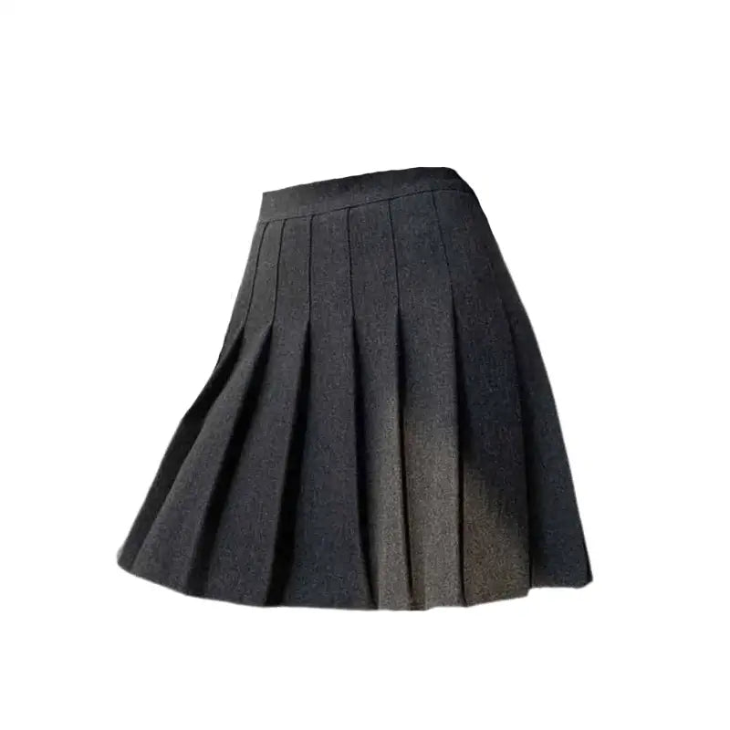High Waist A Line Pleated Skirts - Dark gray / XS