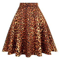 High Waist Animal Print Skirt for Women Brown / L