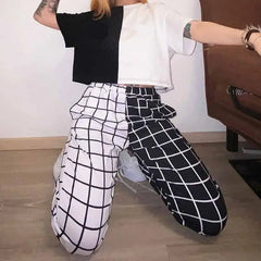High Waist Elasticity Contrast Loose Jogging Pants