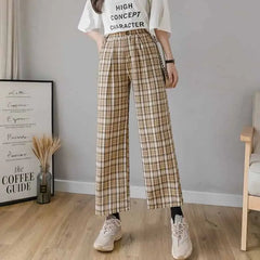 High Waist Elasticity Contrast Loose Jogging Pants Beige / S