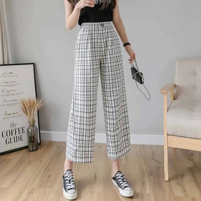 High Waist Elasticity Contrast Loose Jogging Pants Gray / S