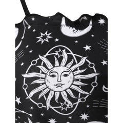 High Waist Gothic Celestial Sun Moon Print Swimwear