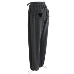 High Waist Heart Solid Color Baggy Sweatpants
