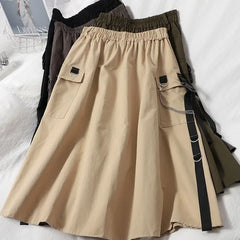 High Waist Loose Cargo Gothic Skirt