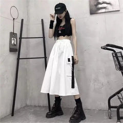 High Waist Loose Cargo Gothic Skirt