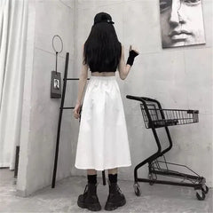 High Waist Loose Cargo Gothic Skirt