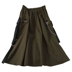 High Waist Loose Cargo Gothic Skirt