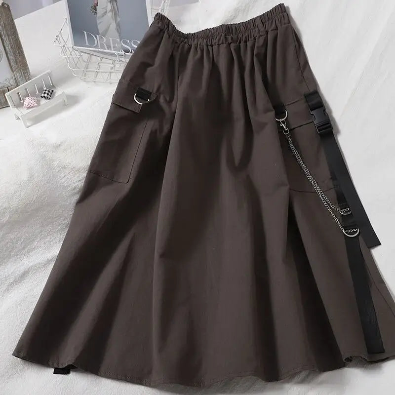 High Waist Loose Cargo Gothic Skirt