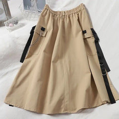 High Waist Loose Cargo Gothic Skirt