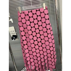 High Waist Patchwork Tassel Irregular Hem Midi Skirt