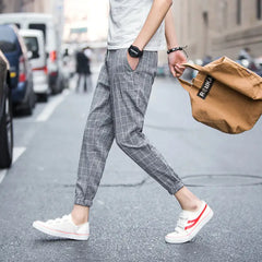 High Waist Pencil Checkered Pants