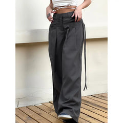 High Waist Plain Wide Leg Baggy Pants