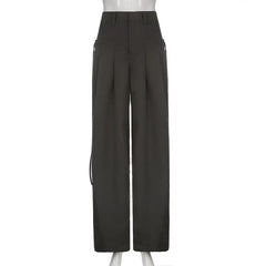 High Waist Plain Wide Leg Baggy Pants