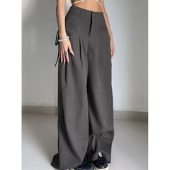 High Waist Plain Wide Leg Baggy Pants
