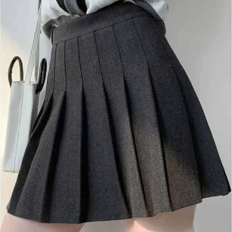 High Waist Pleated A Line Shorts Skirt Dark Gray / XS