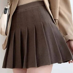 High Waist Pleated A Line Shorts Skirt Khaki / XS