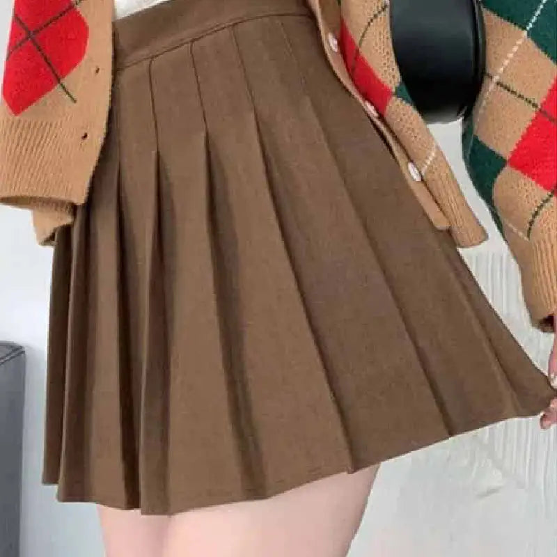 High Waist Pleated A Line Shorts Skirt