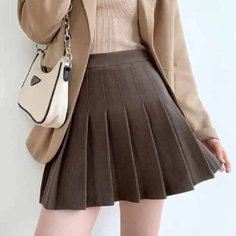 High Waist Pleated A Line Shorts Skirt