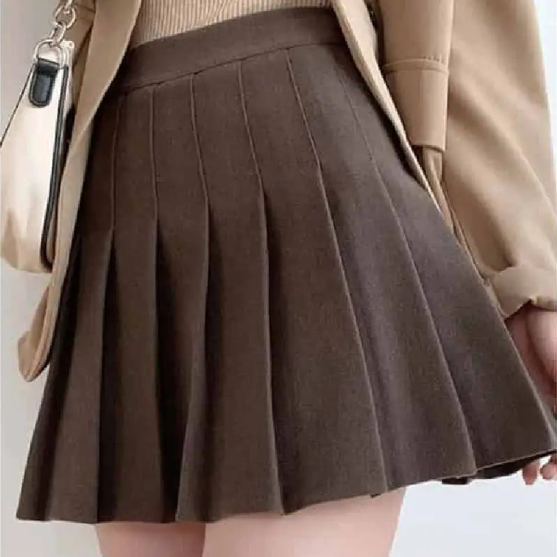 High Waist Pleated A Line Shorts Skirts - Khaki / XS