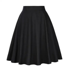 High Waist Pleated Color Skirt with Inner Shorts Black / XL
